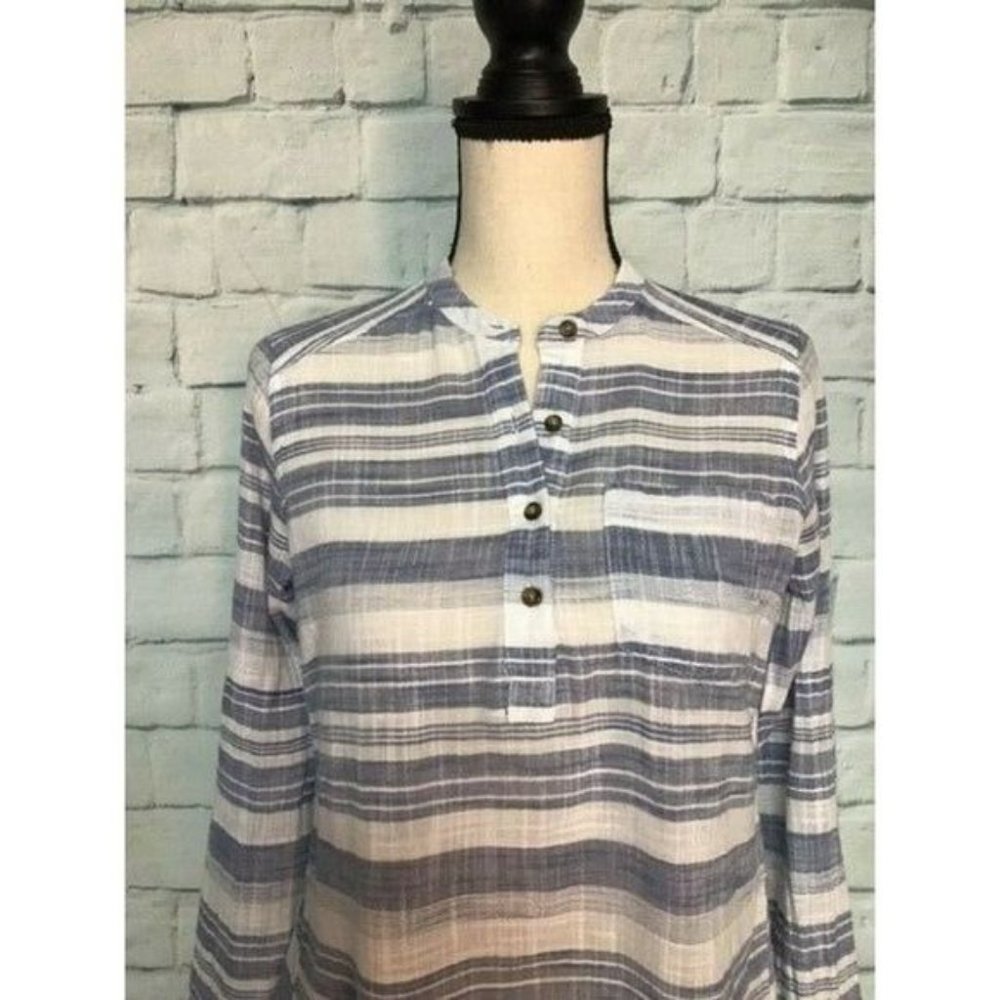 Hollister Women's Blouse Color  Blue/White Boho Size XS Long sleeve * - Picture 2 of 8
